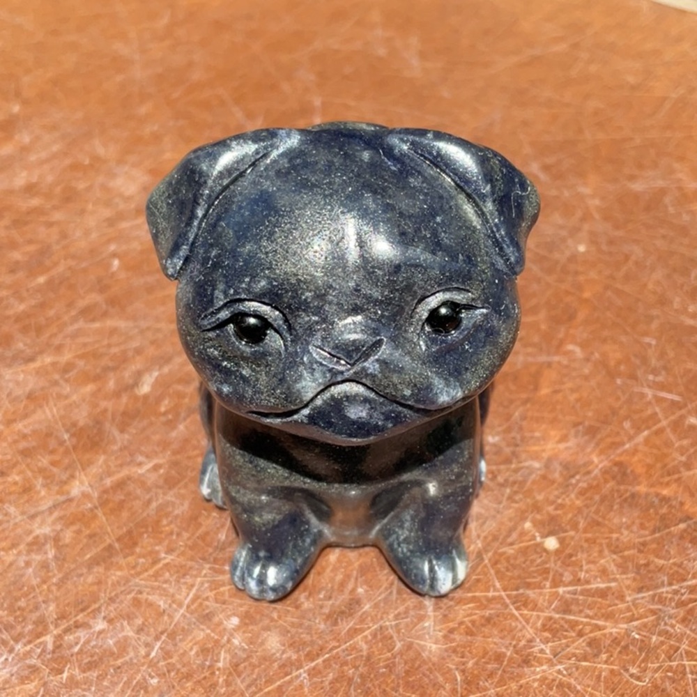 QUARTZITE WITH PYRITE HAND CARVED DOG